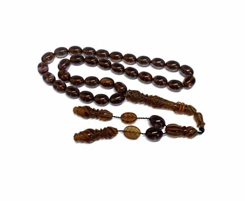 İŞLEMELİ İMAME AÇIK KAHVERENGİ BEYZİ MODEL TESBİH