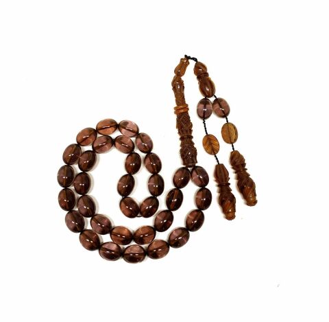 İŞLEMELİ İMAME AÇIK KAHVERENGİ BEYZİ MODEL TESBİH