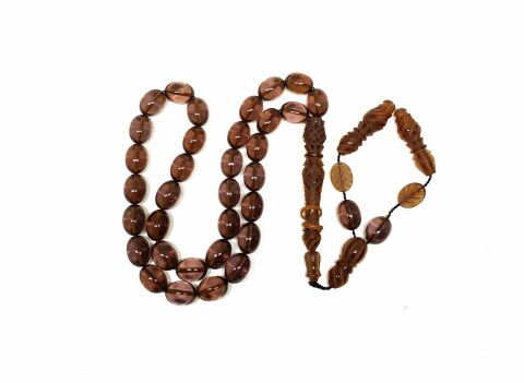 İŞLEMELİ İMAME AÇIK KAHVERENGİ BEYZİ MODEL TESBİH