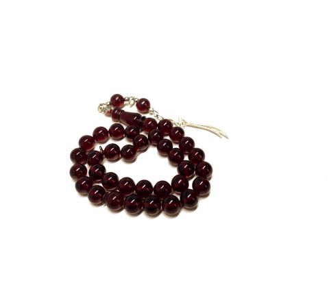 ATEŞ KEHRİBAR KIRMIZI EL BOY KÜRE KESİM TESBİH