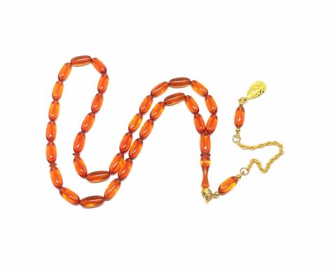 TURUNCU BEYZİ MODEL ATEŞ KEHRİBAR TESBİH