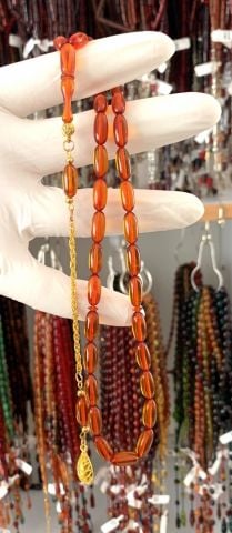 TURUNCU BEYZİ MODEL ATEŞ KEHRİBAR TESBİH