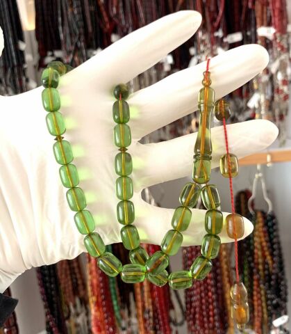 YEŞİL ATEŞ KEHRİBAR KAPSÜL MODEL TESBİH