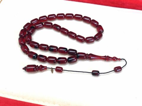 BELÇİKA KATALİN SİYAH KIRMIZI NEON KAPSÜL MODEL TESBİH