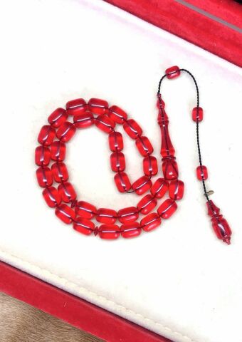 BELÇİKA KATALİN NEON KIRMIZI KAPSÜL MODEL TESBİH