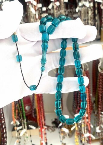 BELÇİKA KATALİN DENİZ MAVİSİ NEON KAPSÜL MODEL TESBİH