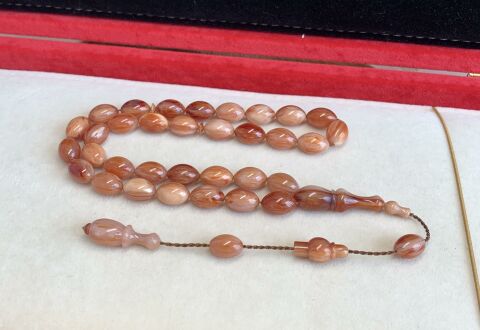 TOZ PEMBE BEYZİ MODEL ÇUBUK  MALZEMEDEN TESBİH