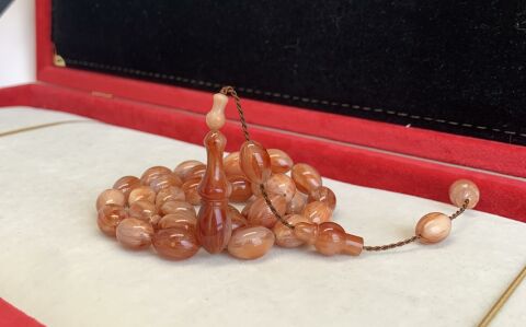 TOZ PEMBE BEYZİ MODEL ÇUBUK  MALZEMEDEN TESBİH