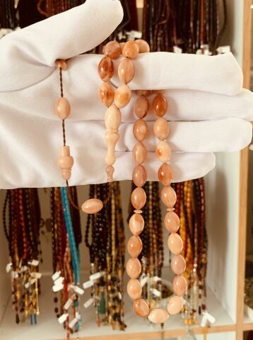 TOZ PEMBE BEYZİ MODEL ÇUBUK  MALZEMEDEN TESBİH