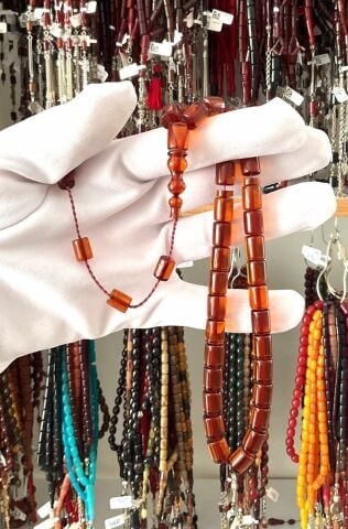 KOYU TURUNCU KESME MODEL ATEŞ KEHRİBAR TESBİH