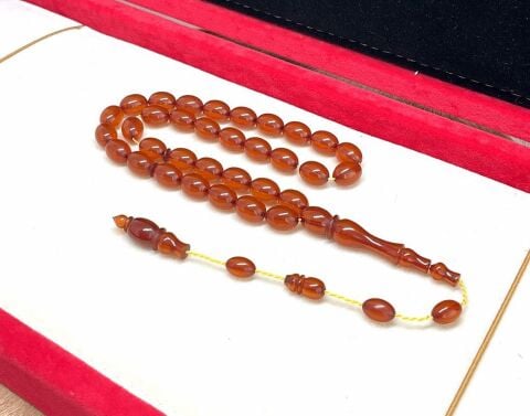 BEYZİ MODEL KAHVERENGİ ZAR KAHRİBAR TESBİH