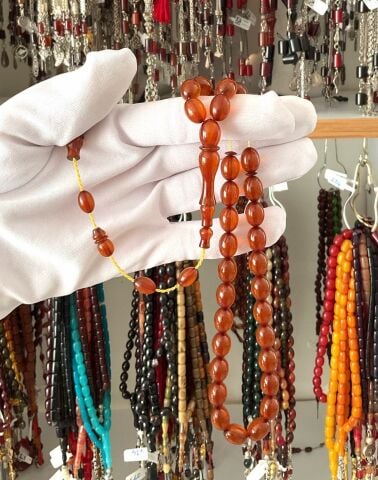 BEYZİ MODEL KAHVERENGİ ZAR KAHRİBAR TESBİH