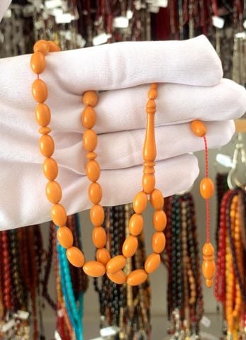 HARDAL RENKLİ BEYZİ MODEL SIKMA KEHRİBAR TESBİH