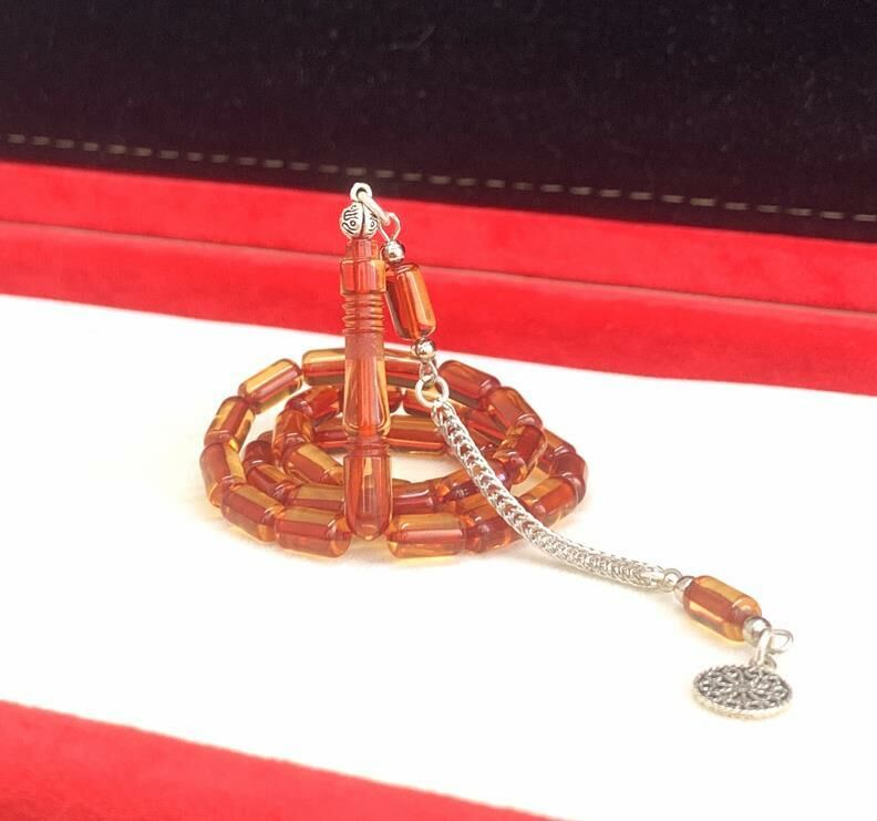 BAL RENGİ  ATEŞ  KEHRİBAR TESBİH