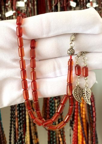 BORDO RENKLİ ATEŞ KEHRİBAR TESBİH