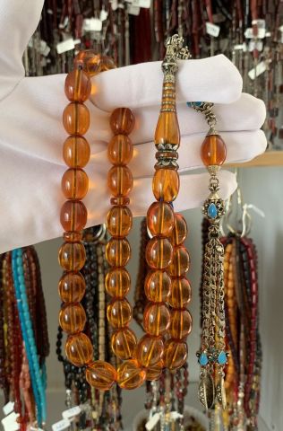 İRİ HABBELİ FASETA KESİM, PiRİNÇ İŞLEME İMAMELİ NECEF TESBİH