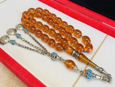 İRİ HABBELİ FASETA KESİM, PiRİNÇ İŞLEME İMAMELİ NECEF TESBİH