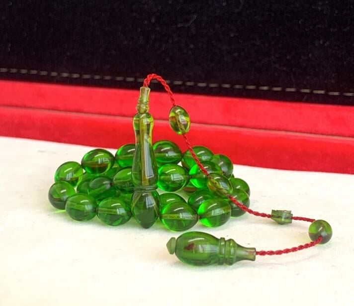 YEŞİL BEYZİ MODEL ATEŞ KEHRİBAR TESBİH