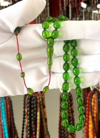 YEŞİL BEYZİ MODEL ATEŞ KEHRİBAR TESBİH