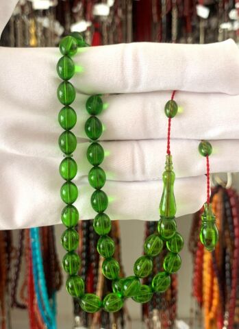 YEŞİL BEYZİ MODEL ATEŞ KEHRİBAR TESBİH