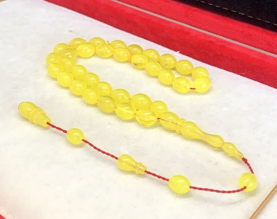 LİMON SARISI BEYZİ MODEL ZAR KEHRİBAR TESBİH