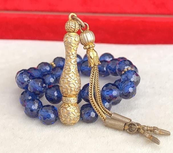 DOĞAL TAŞ TANZANİT TESBİH METAL İMAME