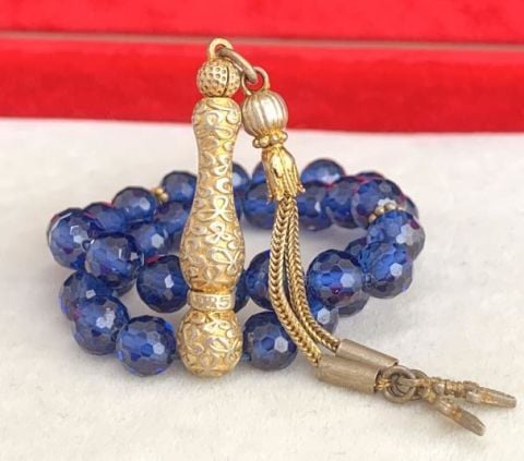 DOĞAL TAŞ TANZANİT TESBİH METAL İMAME