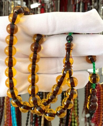 BAL RENGİ KÜRE MODEL ATEŞ KEHRİBAR TESBİH