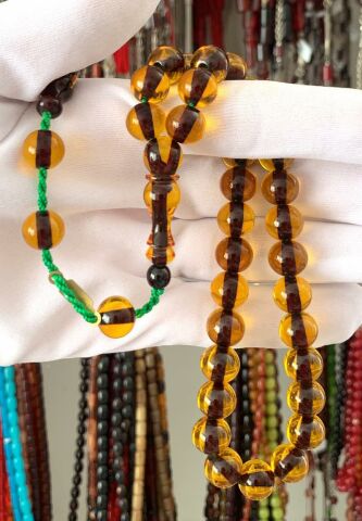 BAL RENGİ KÜRE MODEL ATEŞ KEHRİBAR TESBİH