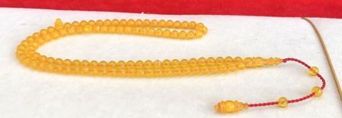 SARI RENKLİ  KÜRE MODEL 99 LU ZAR  KEHRİBAR TESBİH