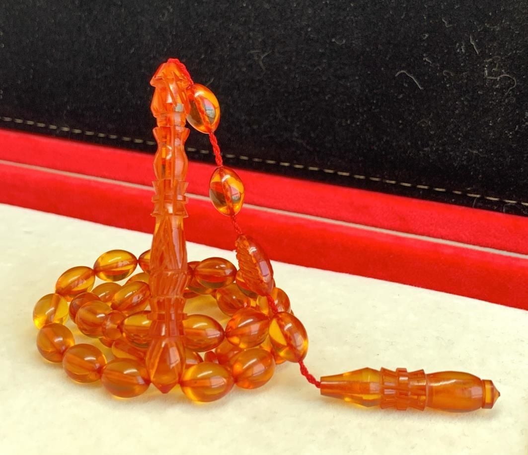 ZAR KEHRİBAR KALEM İŞLEMELİ İMAME TESBİH