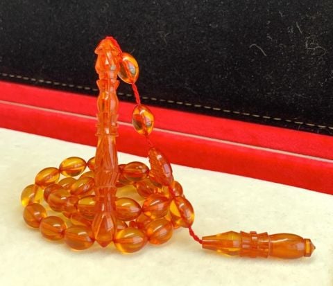 ZAR KEHRİBAR KALEM İŞLEMELİ İMAME TESBİH