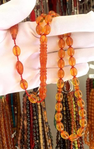 ZAR KEHRİBAR KALEM İŞLEMELİ İMAME TESBİH