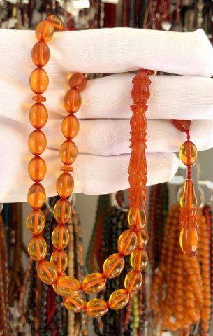 ZAR KEHRİBAR KALEM İŞLEMELİ İMAME TESBİH