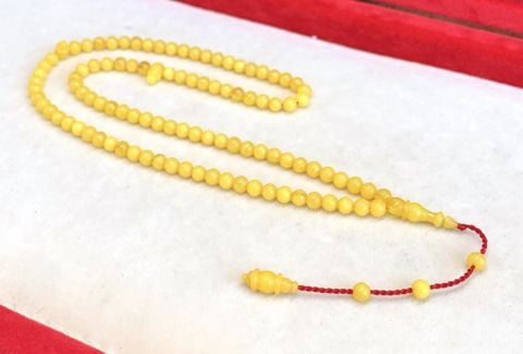 99 LU SARI KÜRE MODEL SIKMA KEHRİBAR TESBİH