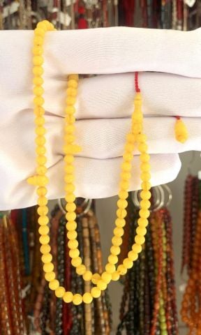 99 LU SARI KÜRE MODEL SIKMA KEHRİBAR TESBİH