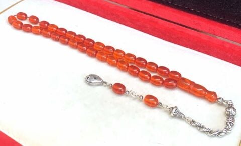 İRAN NECEF KATALİN EL BOY KIRMIZI BEYZİ MODEL TESBİH