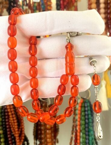 İRAN NECEF KATALİN EL BOY KIRMIZI BEYZİ MODEL TESBİH