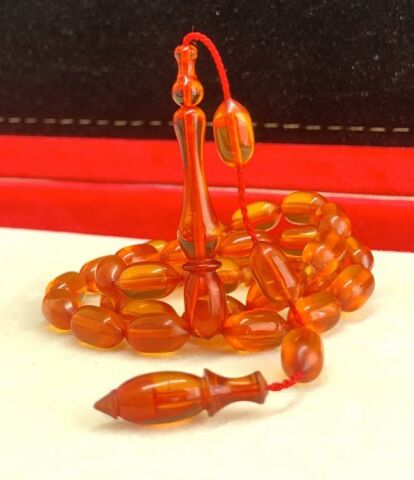 ZAR KEHRİBAR AÇIK TURUNCU  BEYZİ MODEL TESBİH