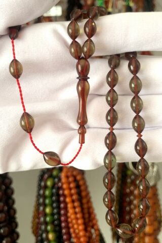 ATEŞ  KEHRİBAR YEŞİL SİMLİ  BEYZİ MODEL TESBİH