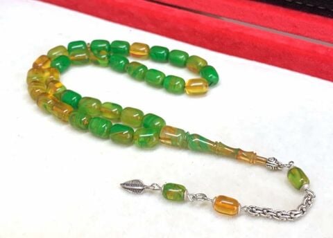 SIKMA YEŞİL KAPSÜL MODEL GÜMÜŞ PÜKÜLLÜ TESBİH