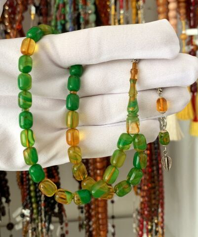 SIKMA YEŞİL KAPSÜL MODEL GÜMÜŞ PÜKÜLLÜ TESBİH