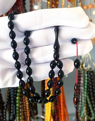 ATEŞ KEHRİBAR SİYAH YEŞİL ARPA MODEL TESBİH