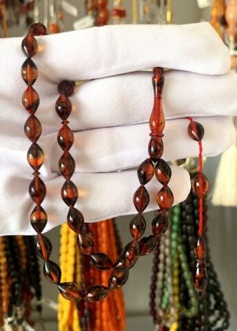 ATEŞ KEHRİBAR KARIŞIK RENKLİ ARPA MODEL TESBİH