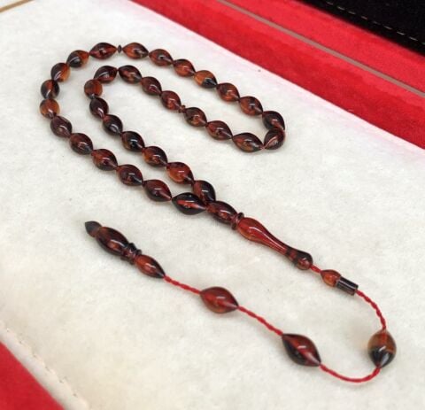 ATEŞ KEHRİBAR KARIŞIK RENKLİ ARPA MODEL TESBİH