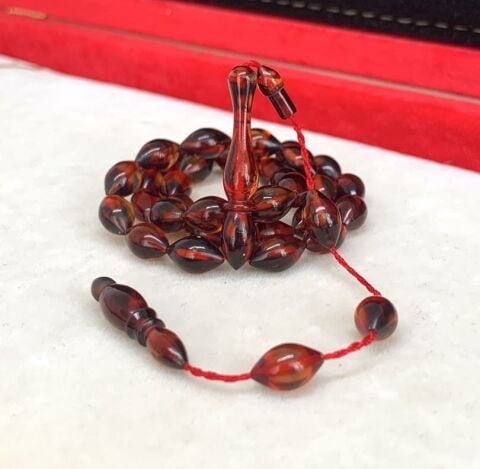 ATEŞ KEHRİBAR KARIŞIK RENKLİ ARPA MODEL TESBİH