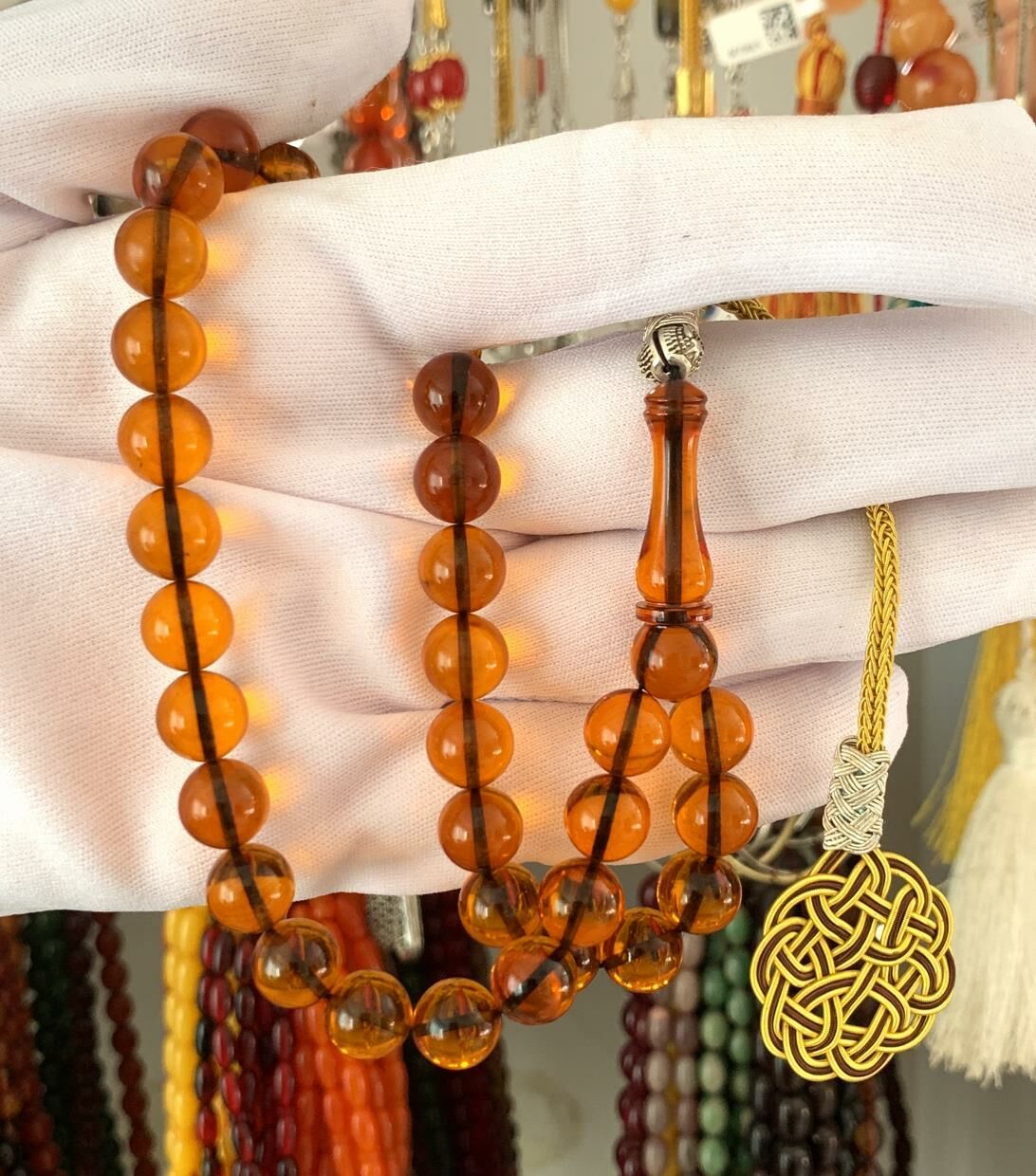 SARI KÜRE MODEL ATEŞ KEHRİBAR TESBİH