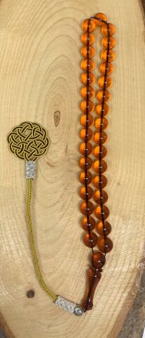 SARI KÜRE MODEL ATEŞ KEHRİBAR TESBİH