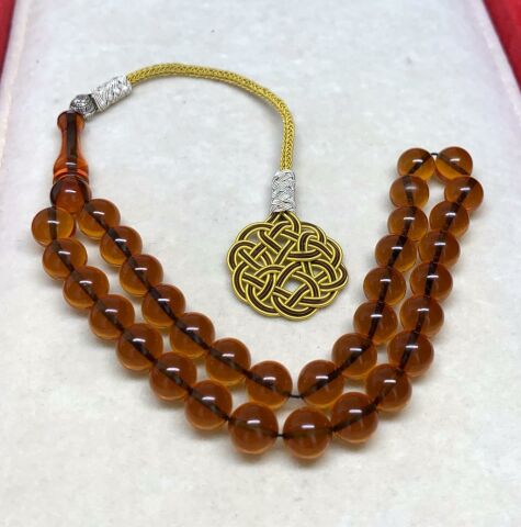 SARI KÜRE MODEL ATEŞ KEHRİBAR TESBİH