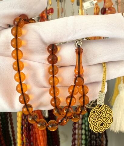 SARI KÜRE MODEL ATEŞ KEHRİBAR TESBİH